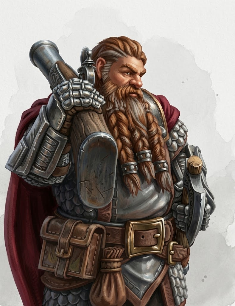 Nilyerg Sureshot, tireur d'elite nain - PNJ D&D 5e