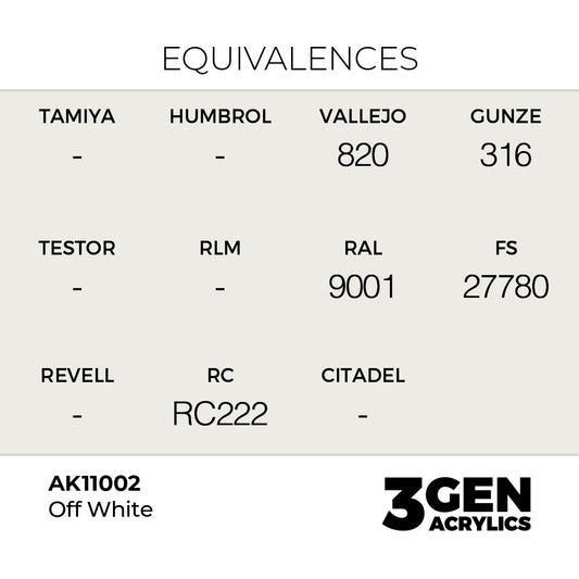 Pot de peinture AK 3GEN AK11002 Offwhite - Blanc cassé 18 ml, detail 1