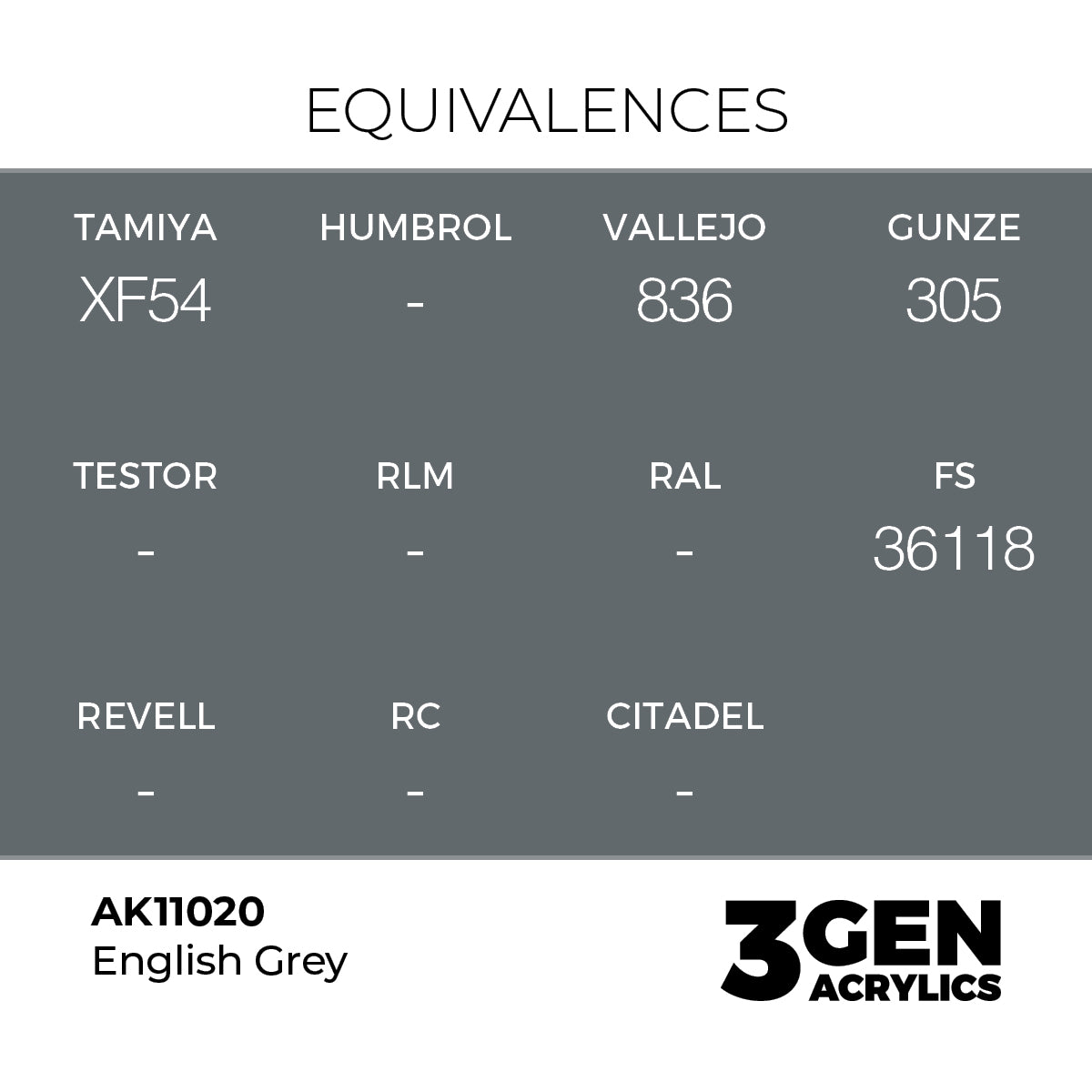 Pot de peinture AK 3GEN AK11020 English Grey - Gris anglais 18 ml, detail 1