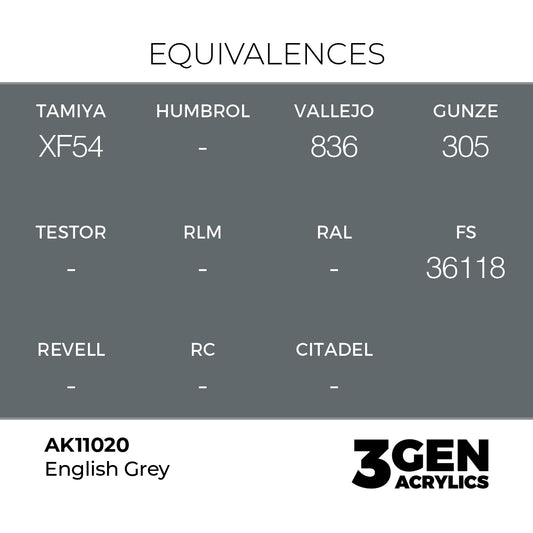 Pot de peinture AK 3GEN AK11020 English Grey - Gris anglais 18 ml, detail 1