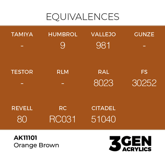 Pot de peinture AK 3GEN AK11101 Orange Brown - Brun Orangé 18 ml, detail 1