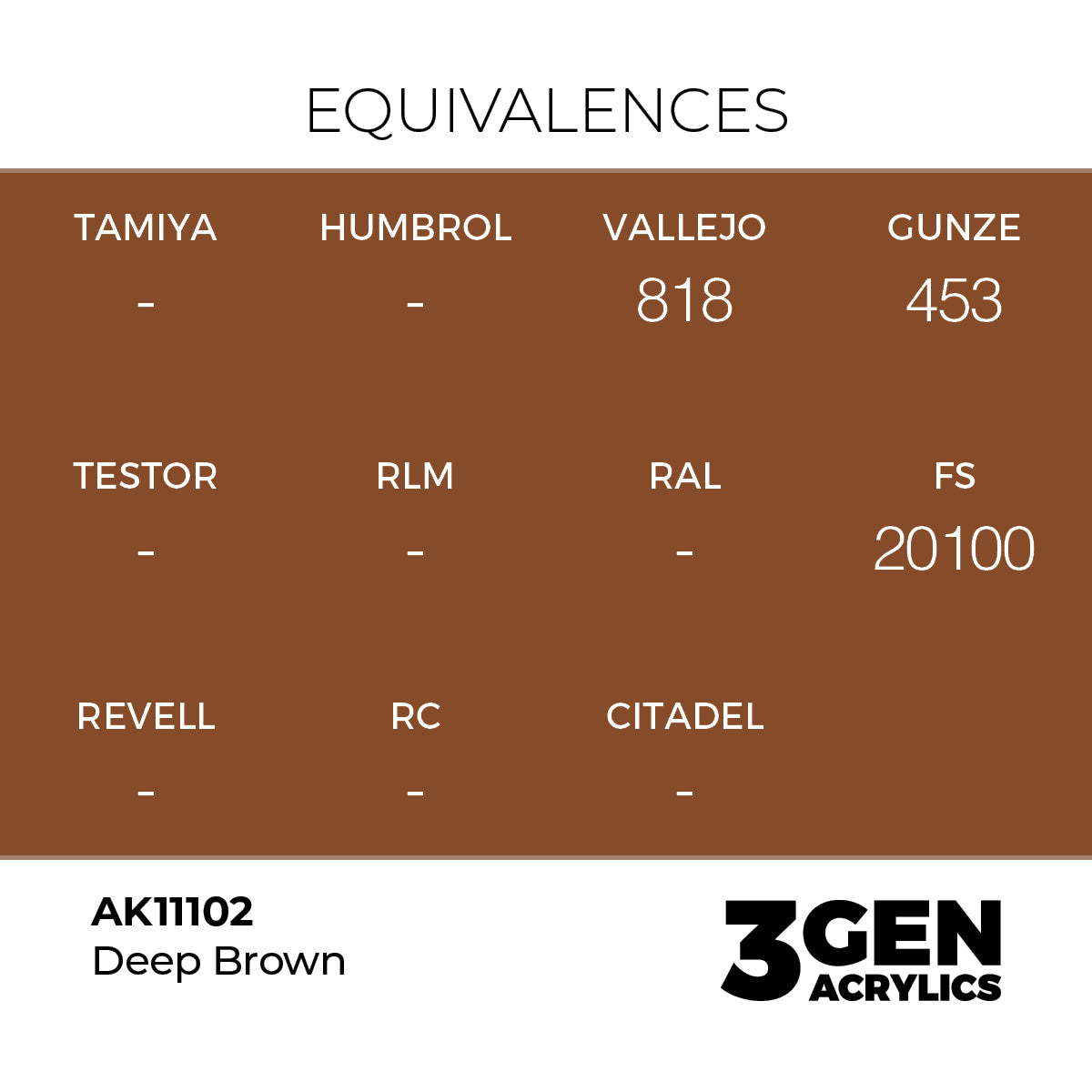 Pot de peinture AK 3GEN AK11102 Deep Brown - Brun Profond 18 ml, detail 1