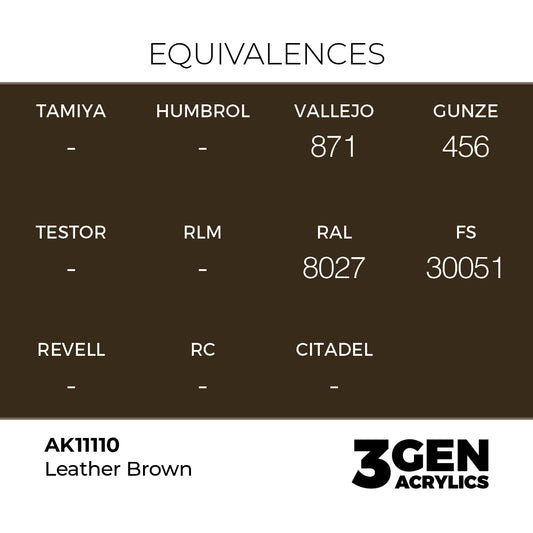 Pot de peinture AK 3GEN AK11110 Leather Brown - Brun Cuir 18 ml, detail 1