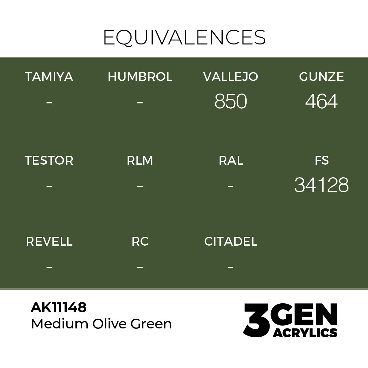 Pot de peinture AK 3GEN AK11148 Medium Olive Green - Vert olive moyen 18 ml, detail 1