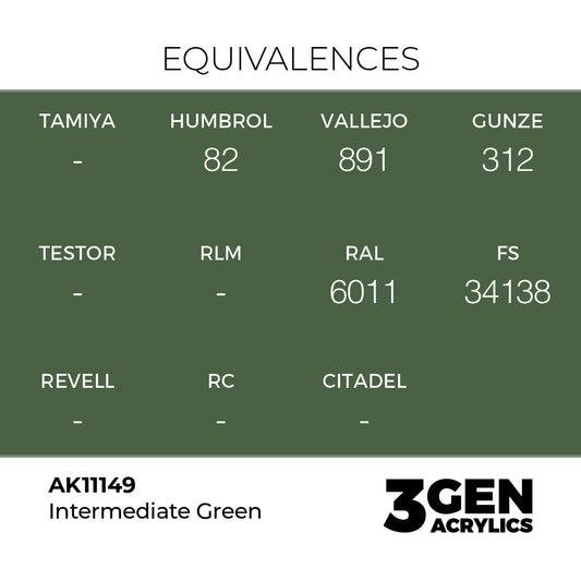 Pot de peinture AK 3GEN AK11149 Intermediate Green - Vert intermédiaire 18 ml, detail 1