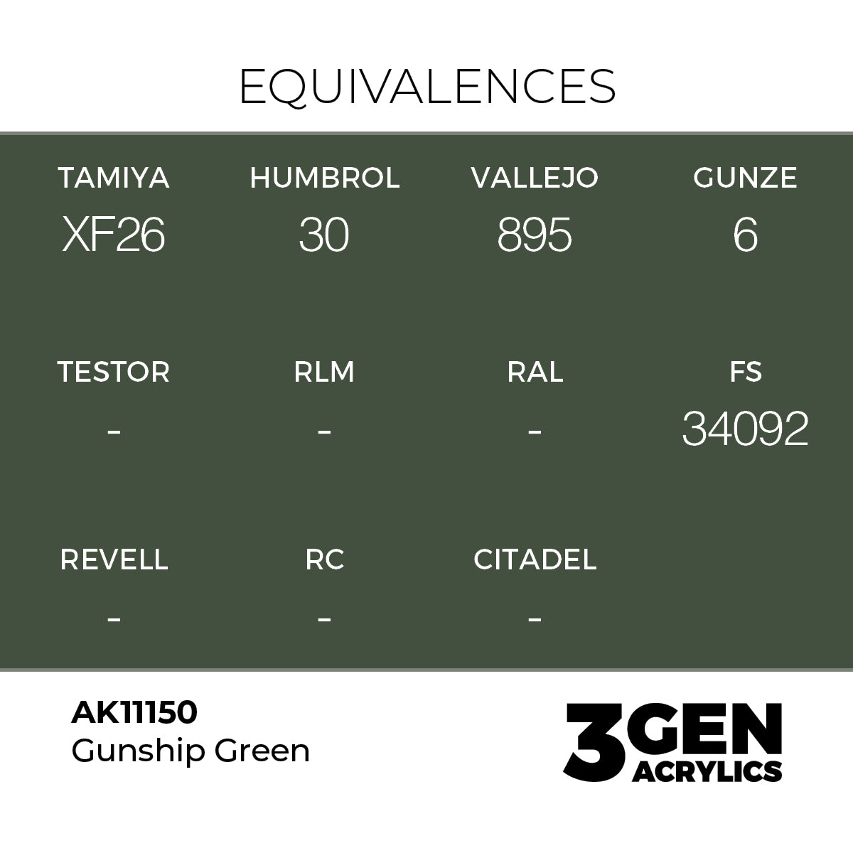 Pot de peinture AK 3GEN AK11150 Gunship Green - Vert Gunship 18 ml, detail 1
