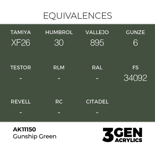 Pot de peinture AK 3GEN AK11150 Gunship Green - Vert Gunship 18 ml, detail 1