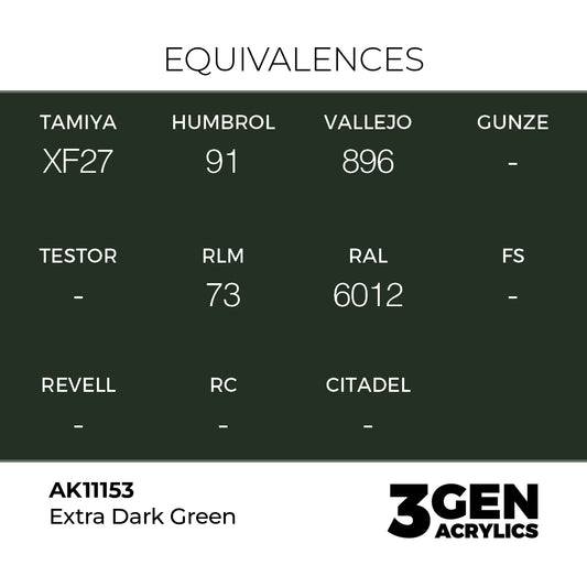 Pot de peinture AK 3GEN AK11153 Extra Dark Green - Vert extra foncé 18 ml, detail 1