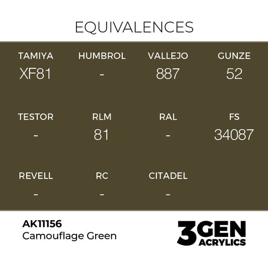 Pot de peinture AK 3GEN AK11156 Camouflage Green - Vert Camouflage 18 ml, detail 1