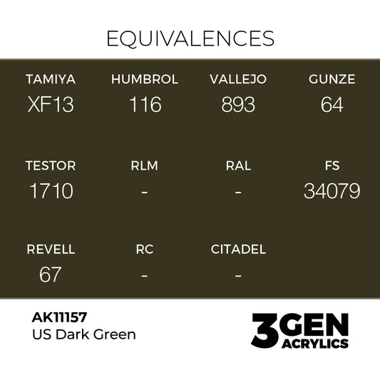 Pot de peinture AK 3GEN AK11157 Us Dark Green - Vert foncé US 18 ml, detail 1