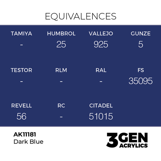 Pot de peinture AK 3GEN AK11181 Dark Blue - Bleu foncé 18 ml, detail 1