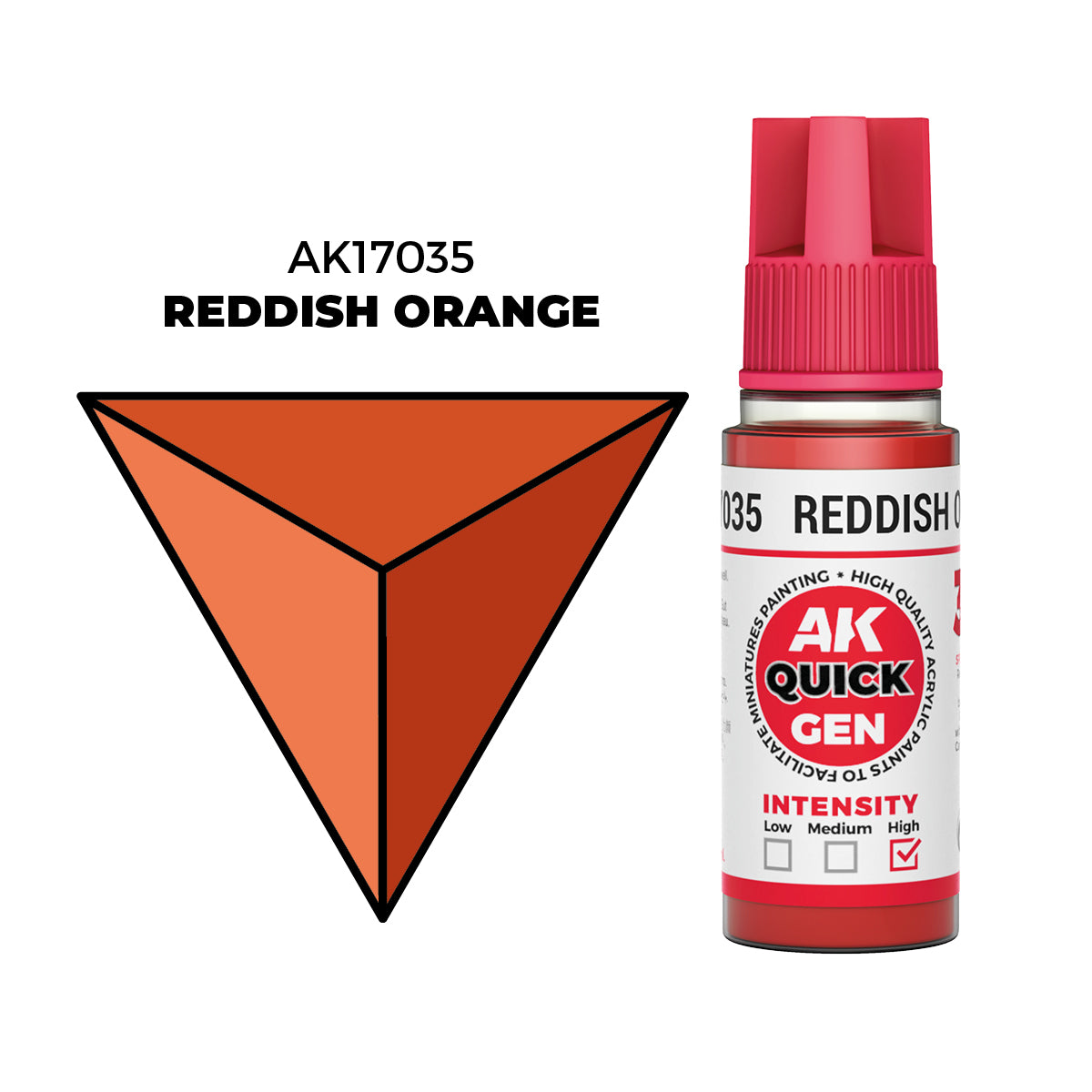 Pot de peinture AK Quick Gen AK17035 Reddish Orange - Orange Rougeâtre 18 ml