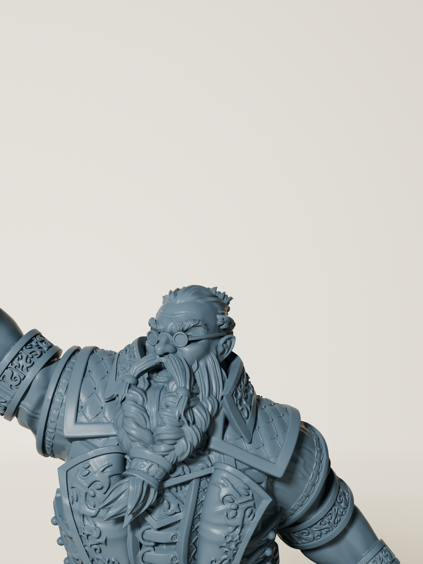 Figurine de nain occultiste en résine, vêtu d'une armure finement détaillée, invoquant une énergie sombre.