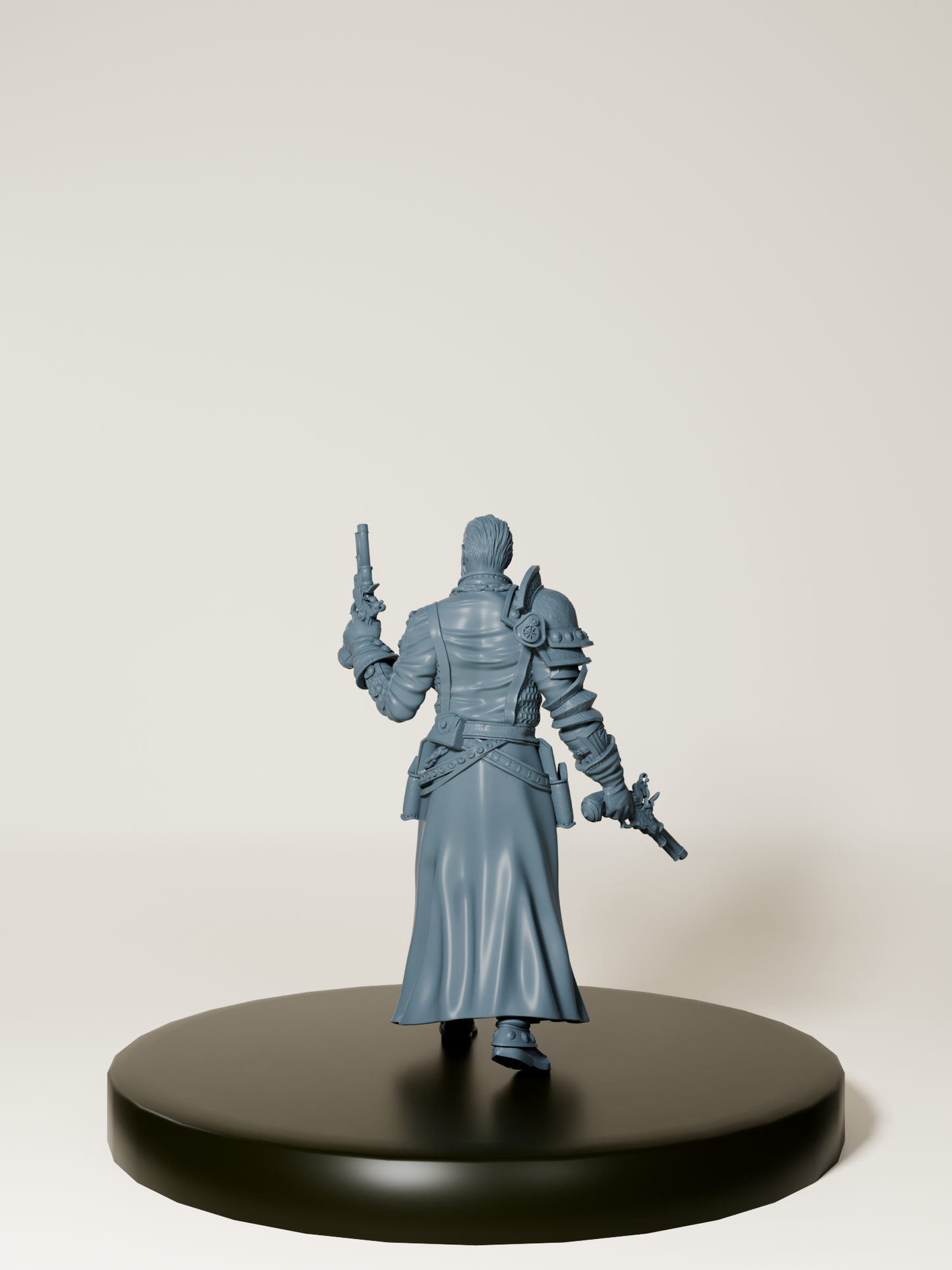 Figurine d’un inquisiteur humain armé de pistolets et d’une chaîne magique, idéale pour le jeu de rôle et la peinture sur figurine.