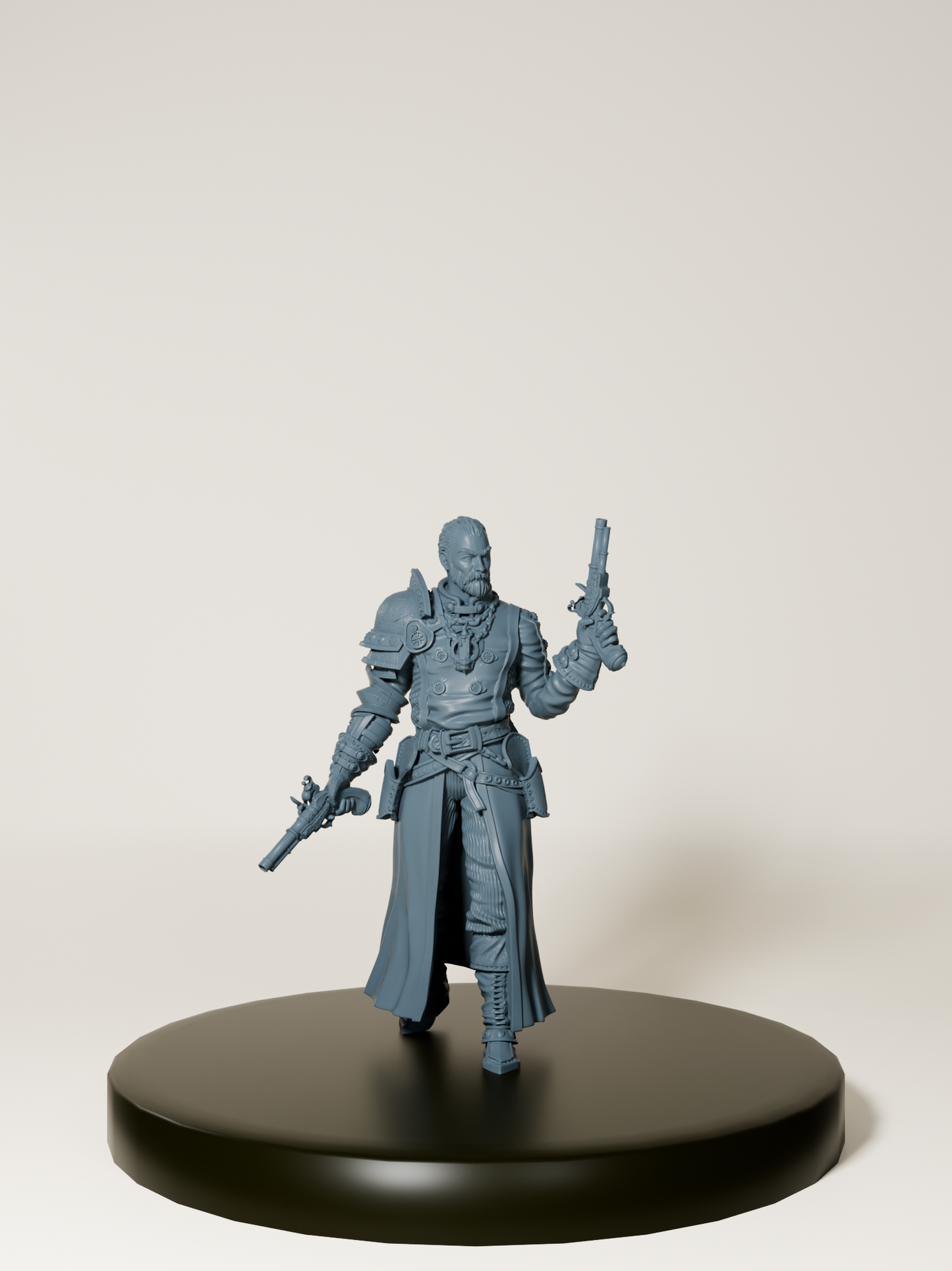 Figurine d’un inquisiteur humain armé de pistolets et d’une chaîne magique, idéale pour le jeu de rôle et la peinture sur figurine.