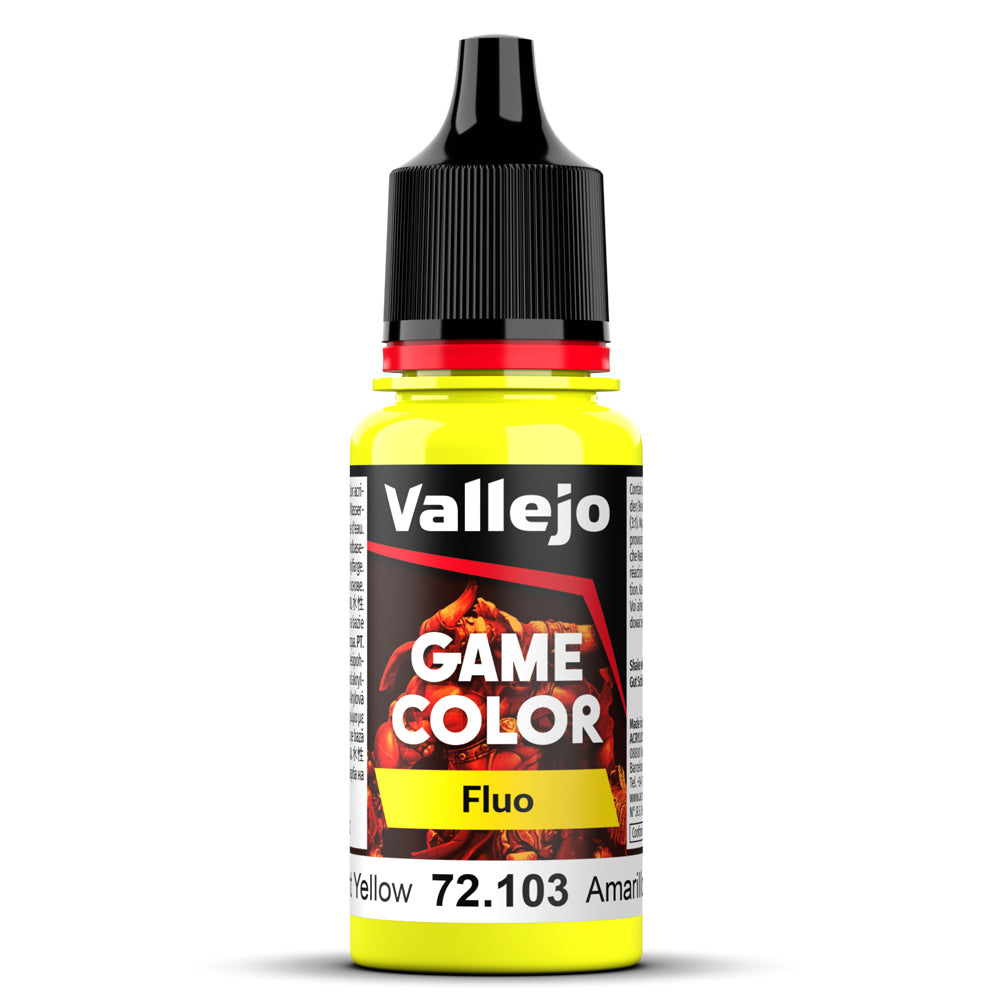 Pot de peinture Peinture Vallejo Game Color 72.103 Fluorescent Yellow - Jaune Fluo 18 ml