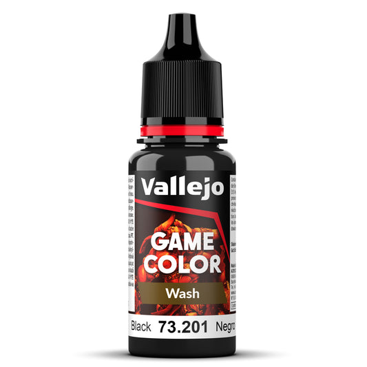 Pot de peinture Peinture Vallejo Game Color Wash 73.201 Black - Wash Noir 18 ml