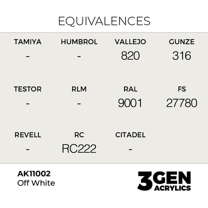 Pot de peinture AK 3GEN AK11002 Offwhite - Blanc cassé 18 ml, detail 1