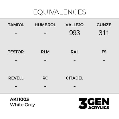 Pot de peinture AK 3GEN AK11003 White Grey - Blanc Gris 18 ml, detail 1