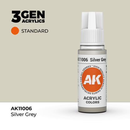 Pot de peinture AK 3GEN AK11006 Silver Grey - Gris Argent 18 ml