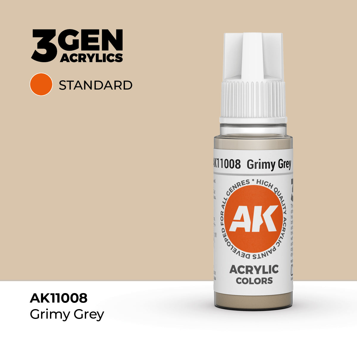 Pot de peinture AK 3GEN AK11008 Grimy Grey - Gris crasseux 18 ml