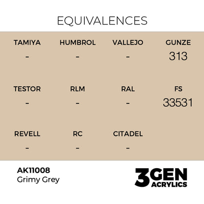 Pot de peinture AK 3GEN AK11008 Grimy Grey - Gris crasseux 18 ml, detail 1