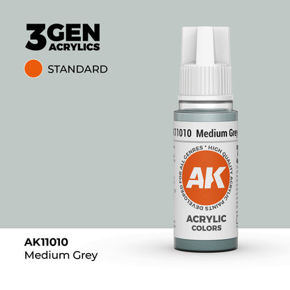 Pot de peinture AK 3GEN AK11010 Medium Grey - Gris Moyen 18 ml
