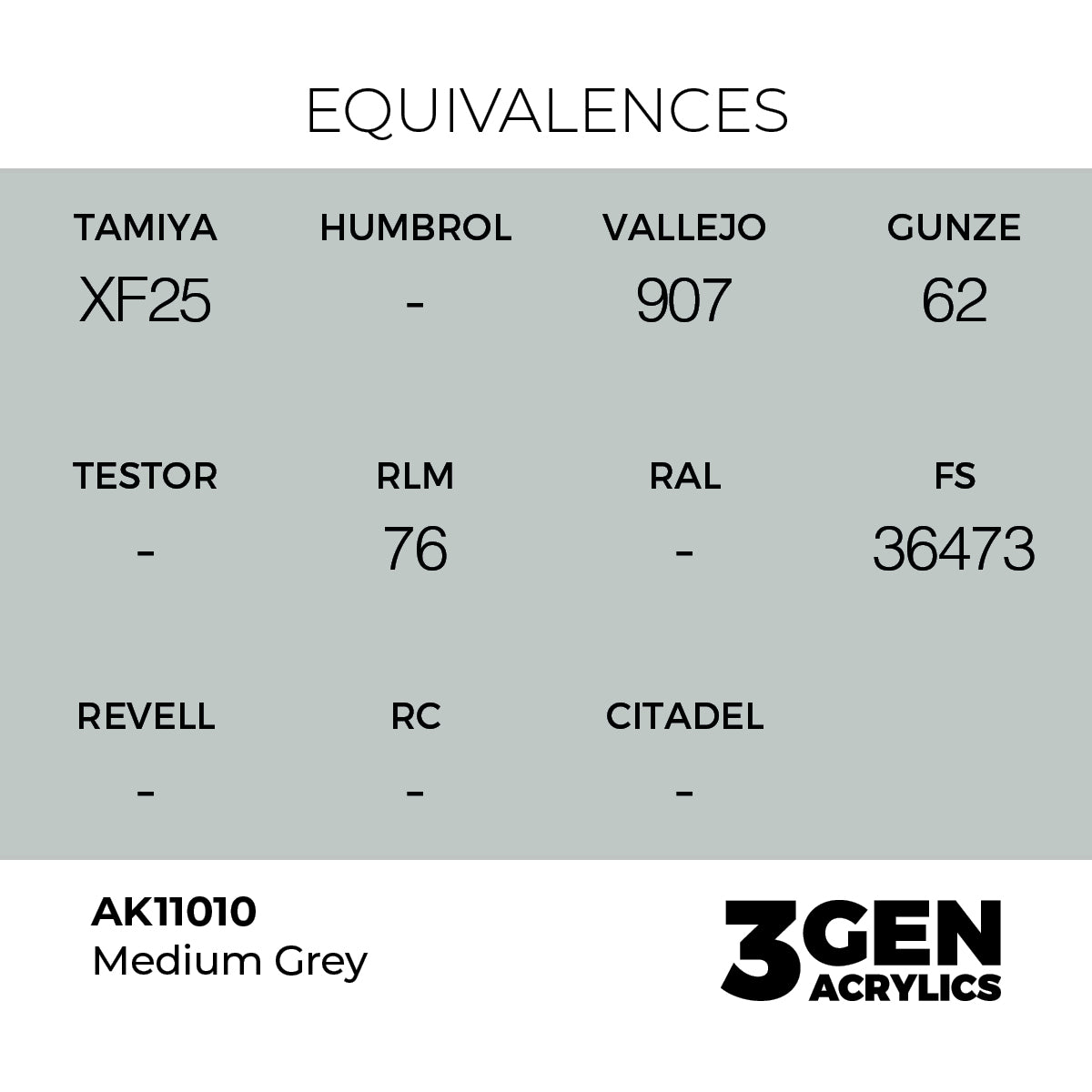 Pot de peinture AK 3GEN AK11010 Medium Grey - Gris Moyen 18 ml, detail 1