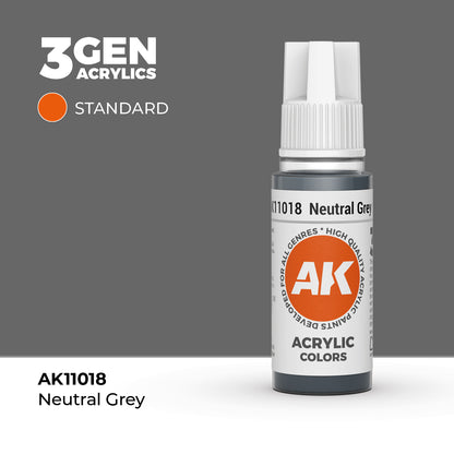 Pot de peinture AK 3GEN AK11018 Neutral Grey - Gris neutre 18 ml