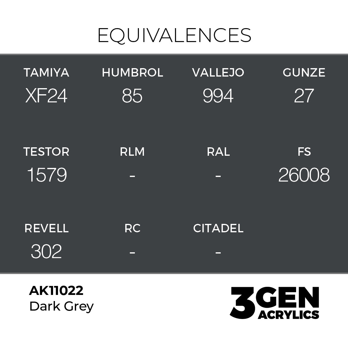 Pot de peinture AK 3GEN AK11022 Dark Grey - Gris foncé 18 ml, detail 1