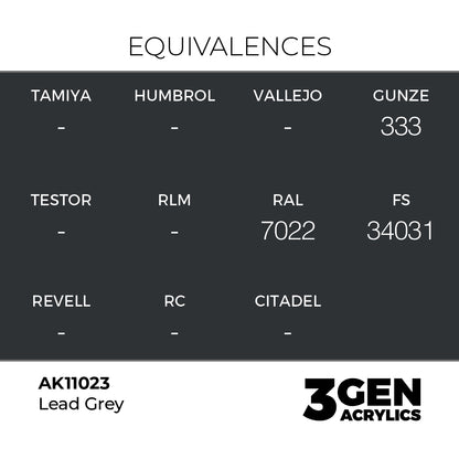 Pot de peinture AK 3GEN AK11023 Lead Grey - Gris Plomb 18 ml, detail 1