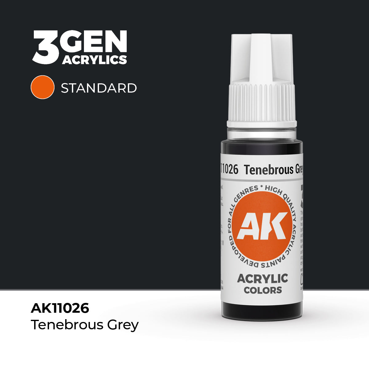 Pot de peinture AK 3GEN AK11026 Tenebrous Grey - Gris ténébreux 18 ml