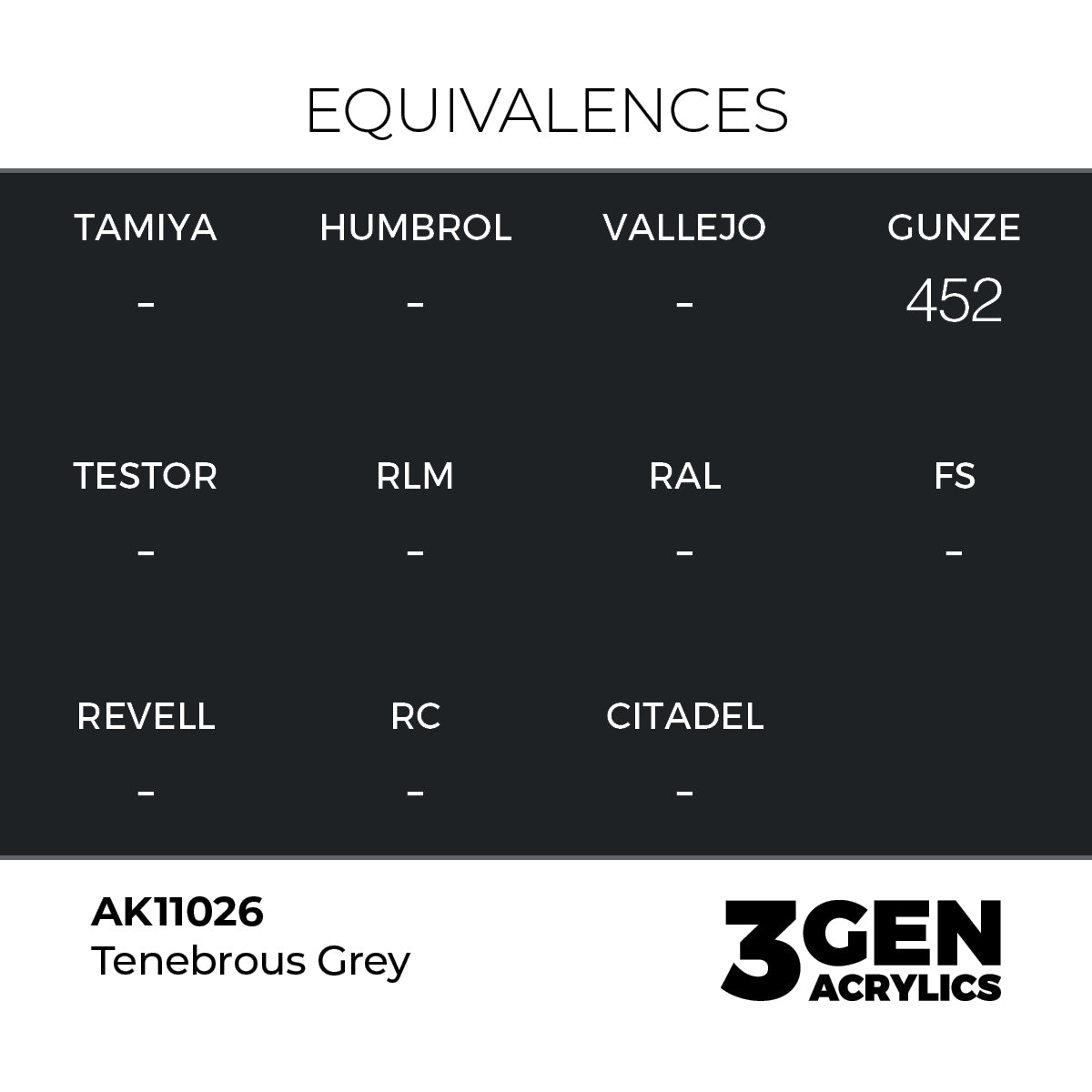 Pot de peinture AK 3GEN AK11026 Tenebrous Grey - Gris ténébreux 18 ml, detail 1