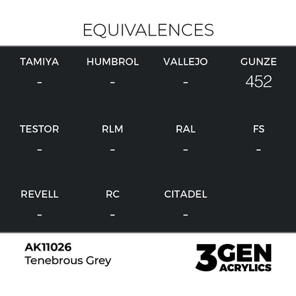Pot de peinture AK 3GEN AK11026 Tenebrous Grey - Gris ténébreux 18 ml, detail 1