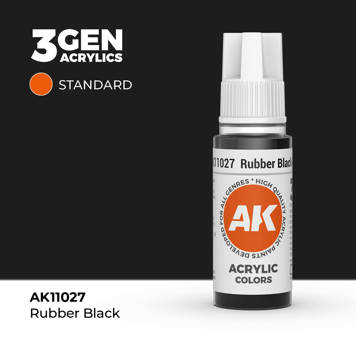 Pot de peinture AK 3GEN AK11027 Rubber Black - Noir Caoutchouc 18 ml