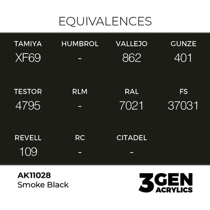Pot de peinture AK 3GEN AK11028 Smoke Black - Noir Fumée 18 ml, detail 1