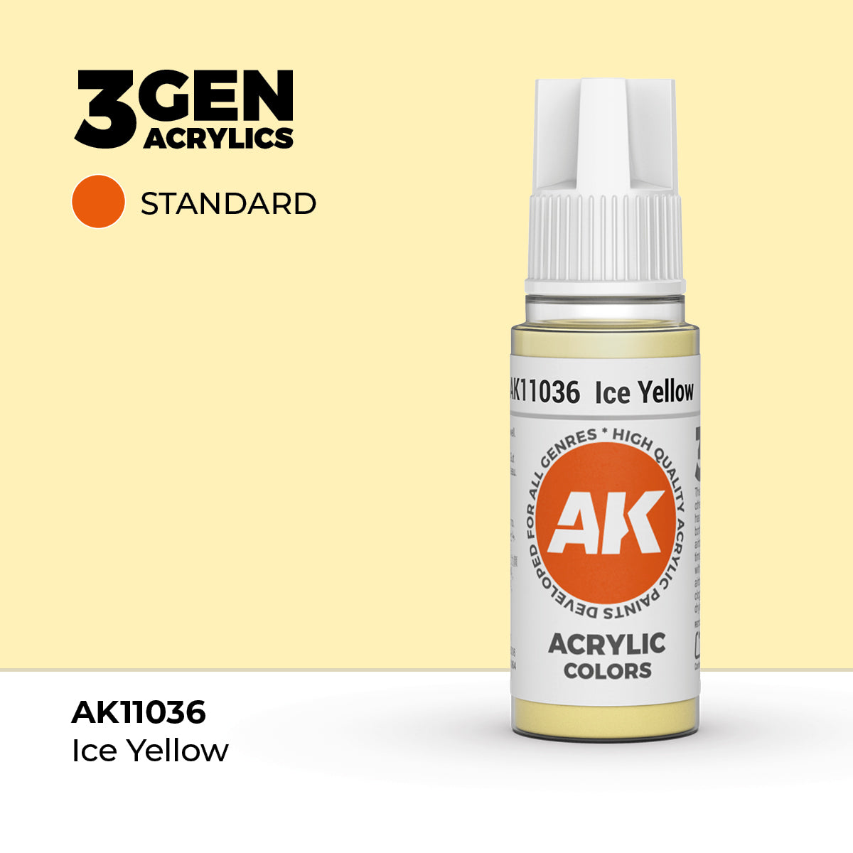 Pot de peinture AK 3GEN AK11036 Ice Yellow - Jaune glacé 18 ml