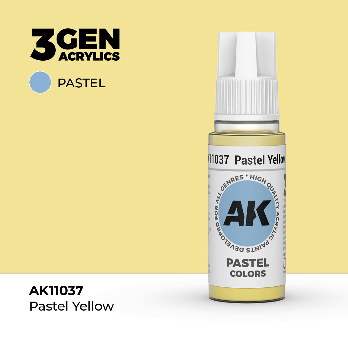 Pot de peinture AK 3GEN AK11037 Pastel Yellow - Jaune Pastel 18 ml