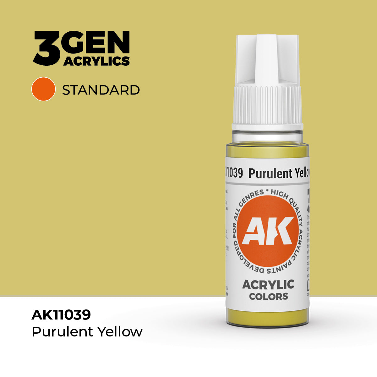 Pot de peinture AK 3GEN AK11039 Purulent Yellow - Jaune purulent 18 ml