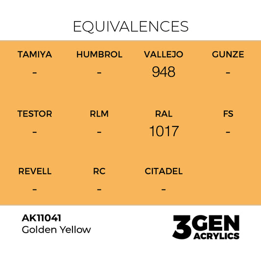 Pot de peinture AK 3GEN AK11041 Golden Yellow - Jaune Doré 18 ml, detail 1