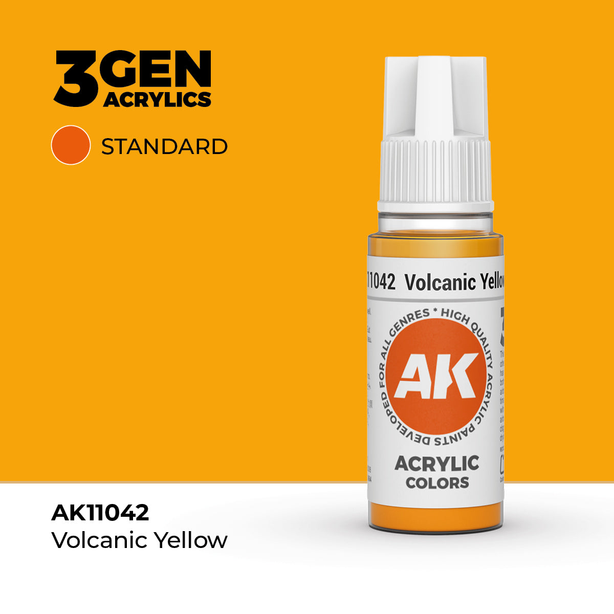 Pot de peinture AK 3GEN AK11042 Volcanic Yellow - Jaune Volcanique 18 ml