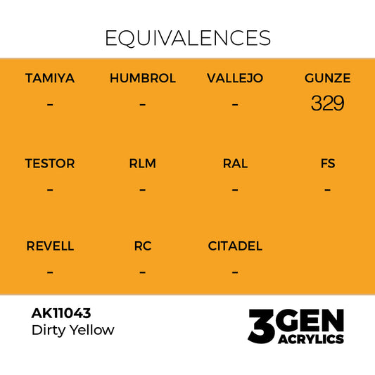 Pot de peinture AK 3GEN AK11043 Dirty Yellow - Jaune sale 18 ml, detail 1