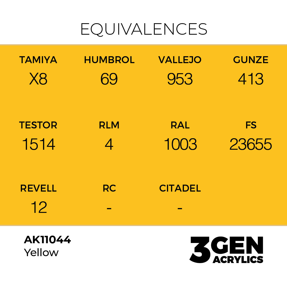 Pot de peinture AK 3GEN AK11044 Yellow - Jaune 18 ml, detail 1