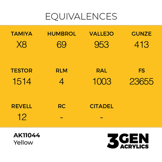Pot de peinture AK 3GEN AK11044 Yellow - Jaune 18 ml, detail 1