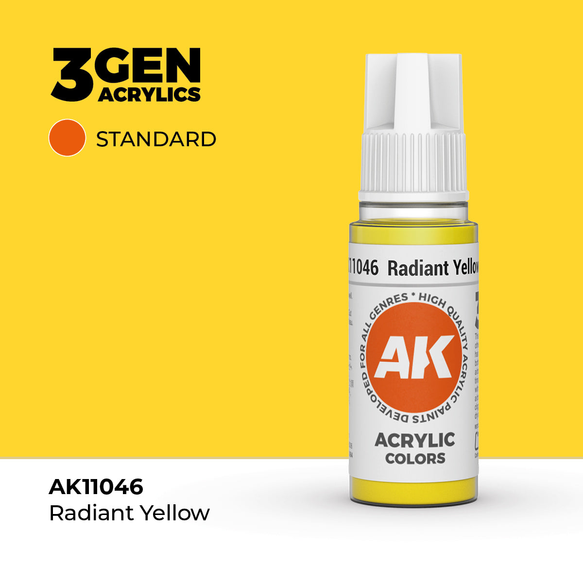 Pot de peinture AK 3GEN AK11046 Radiant Yellow - Jaune radieux 18 ml