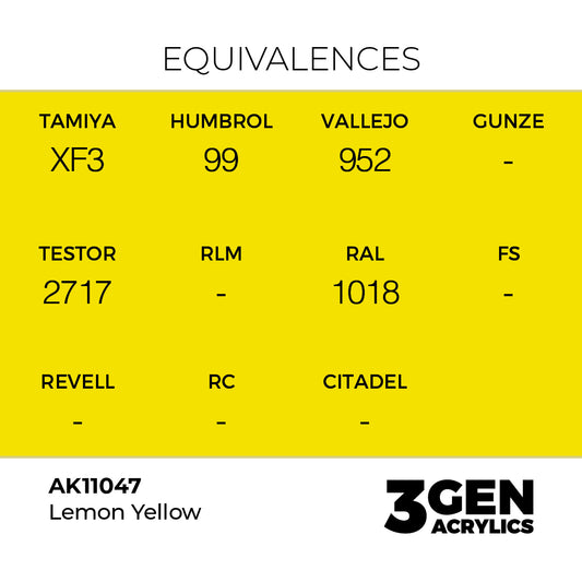 Pot de peinture AK 3GEN AK11047 Lemon Yellow - Jaune Citron 18 ml, detail 1