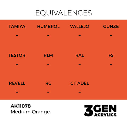 Pot de peinture AK 3GEN AK11078 Medium Orange - Orange moyen 18 ml, detail 1
