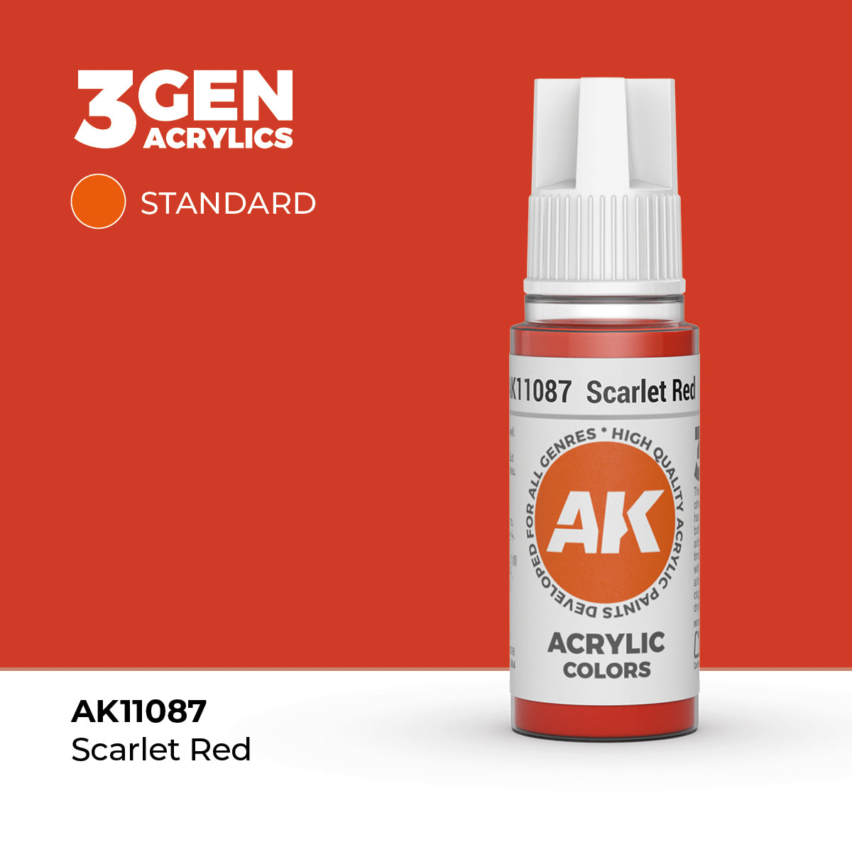 Pot de peinture AK 3GEN AK11087 Scarlet Red - Rouge écarlate 18 ml