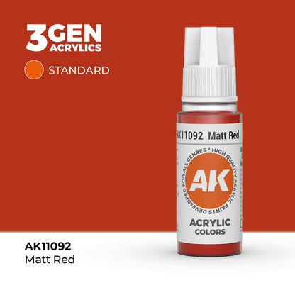 Pot de peinture AK 3GEN AK11092 Matt Red - Rouge mat 18 ml