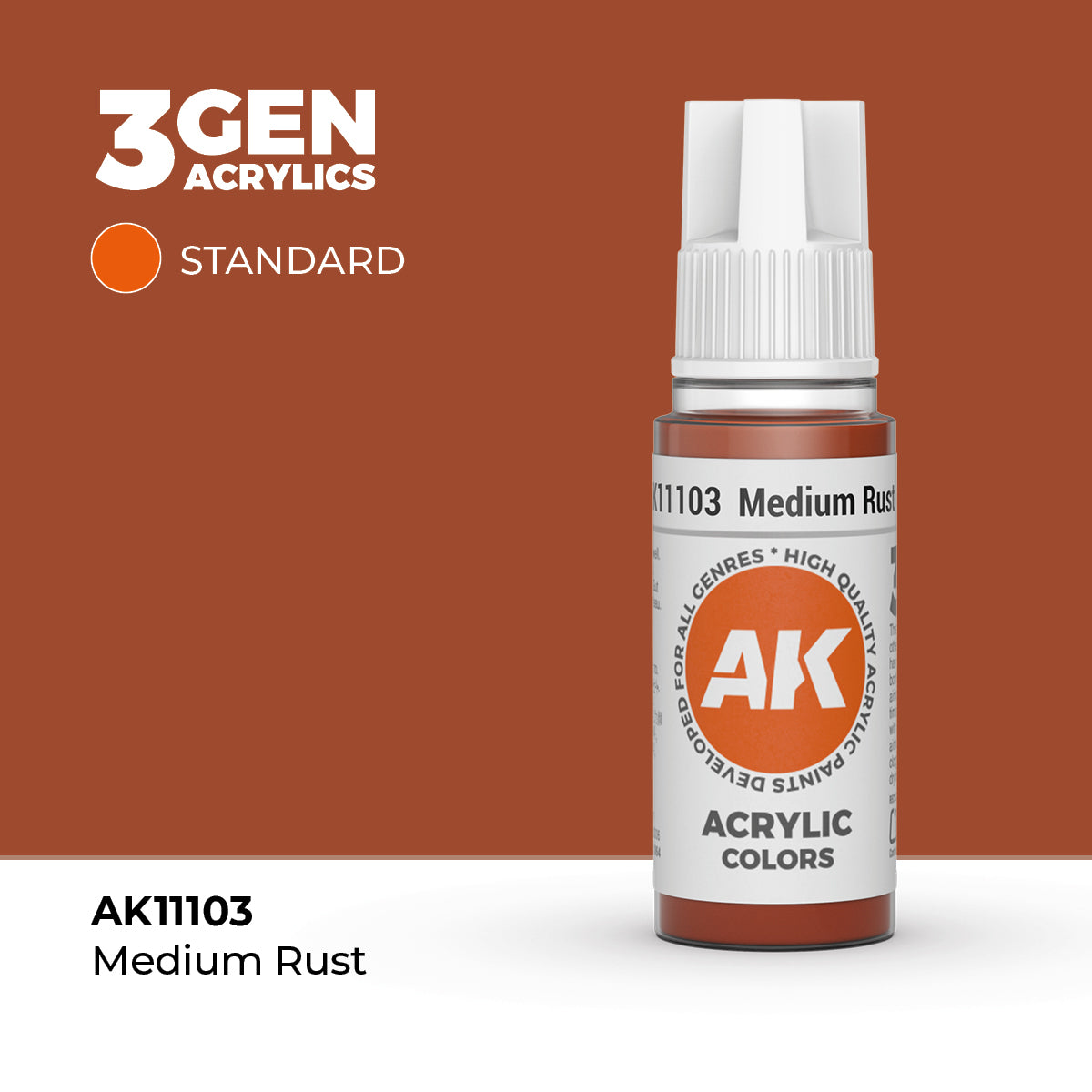 Pot de peinture AK 3GEN AK11103 Medium Rust - Rouille moyenne 18 ml
